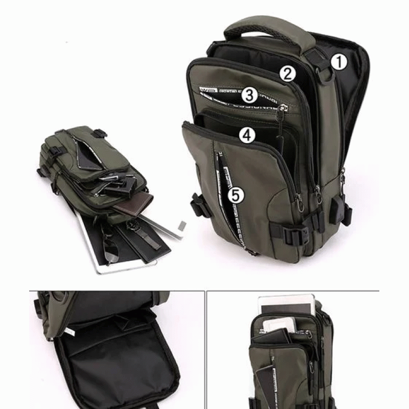 [Waterproof Men's Bag] with USB Port