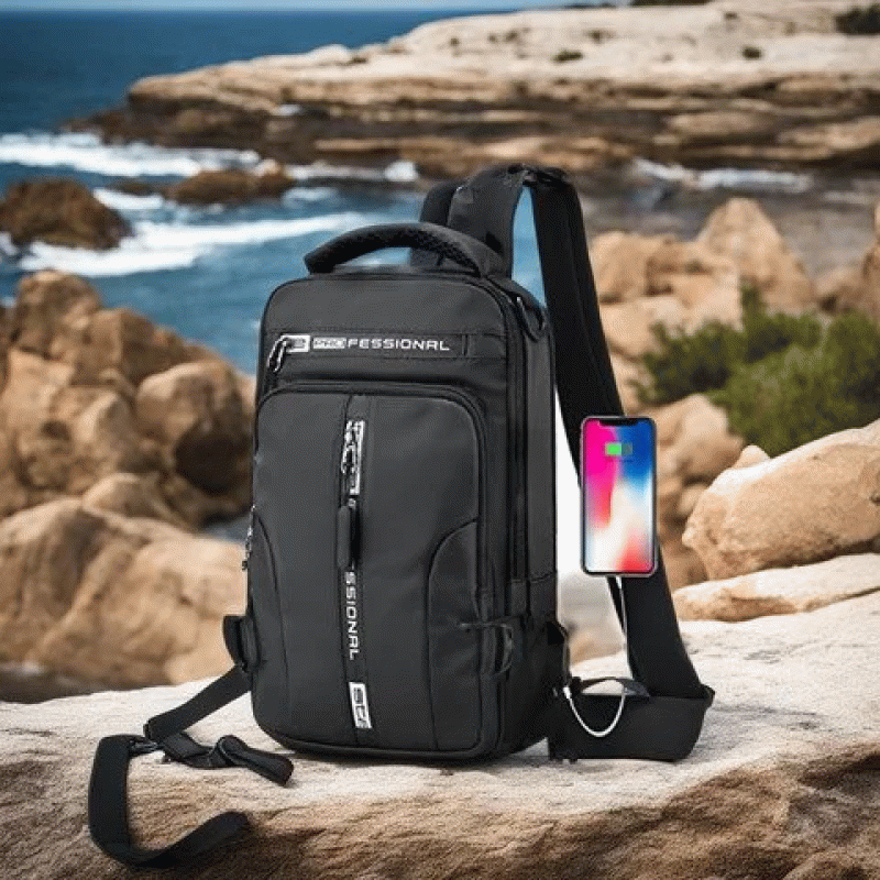 [Waterproof Men's Bag] with USB Port